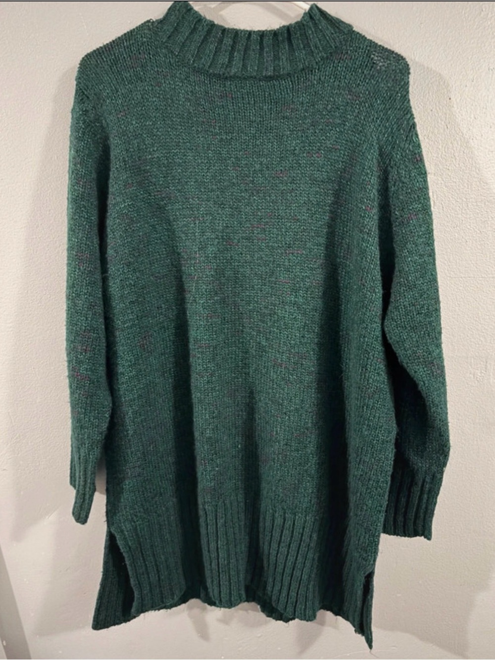 Women's Green Knit Crewneck Sweater